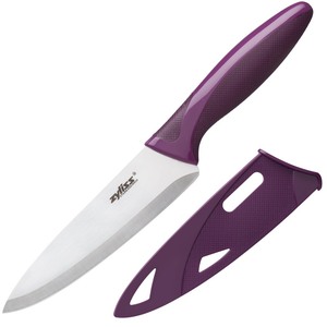 lot 20 image: ZYLISS Utility Paring Kitchen Knife with Sheath Cover, 5.5-Inch Stainless Steel Blade, Purple