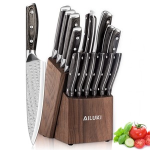 lot 30 image: Ailuki Japanese Chef Kitchen High Carbon Stainless Steel Knife Set w Holder