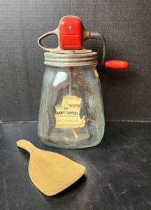 lot 119 image: Antique Butter Churn and Butter Paddle (located in basement)