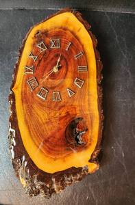 lot 173 image: 17 Live Edge Wood Clock (located in basement)