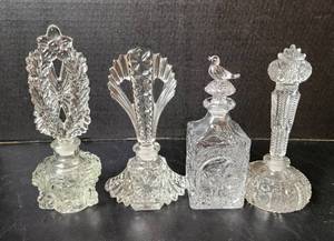 lot 183 image: (4) Crystal Perfume Bottles (located in basement)