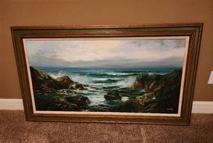 lot 204 image: Large Sofa Painting 56x32 (located in basement)