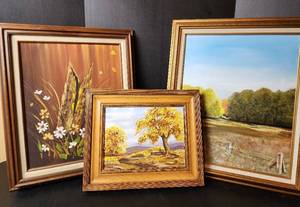 lot 205 image: (3) Paintings (located in basement)