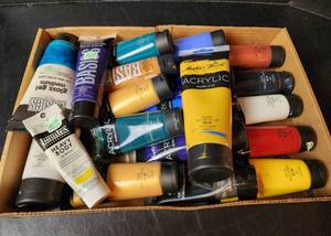 lot 210 image: Acrylic Paints - Some are New (located in basement)