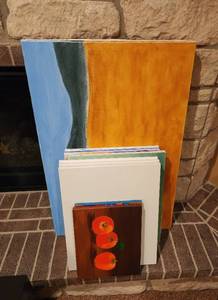lot 220 image: (2) 24x36, (7) 16x20, and (2) 11x17 Art Canvas for Painting or Repainting (located in basement)
