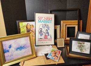 lot 231 image: Picture Frames and Assorted Pieces of Glass (located in basement)