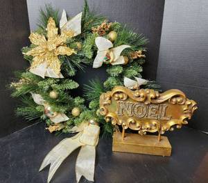 lot 253 image: NOEL Sign and 20 Christmas Wreath (located in basement)