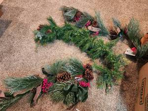lot 265 image: (3) New 4 Christmas Garland with Berries and Pinecones (located in basement)