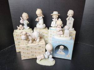 lot 281 image: (7) Vintage Precious Moments Figurines (located in basement)