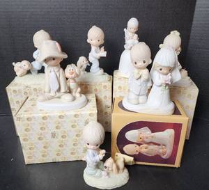 lot 283 image: (7) Vintage Precious Moments Figurines (located in basement)
