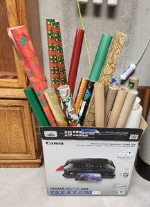 lot 293 image: Box Full of Wrapping Paper and Kraft Paper (located in basement)