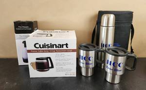 lot 508 image: NIB Cuisinart Coffee Carafe Replacement, The Slapper Food Processor, and Coffee Thermos Set