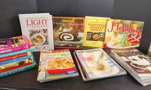 lot 522 image: Cookbooks, Hutchinson News Yearly Holiday Cookbooks, Farmers Almanac Cookbooks, Taste of Home Magazines, Southern Living Magazines, and More