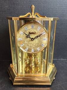 lot 535 image: Vintage Kundo Anniversary Clock by Kieninger & Obergfell Battery Operated in Etched Glass, Made in West Germany