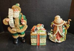 lot 549 image: (2) Fitz & Floyd Christmas Items and Clothtiques Santa