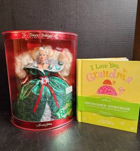 lot 563 image: NEW I Love You - Grandma - Recordable Storybook and NIB 1995 Special Edition Holiday Barbie Doll in Box