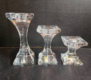 lot 566 image: Mikasa (3) Pc Crystal Candle Sticks
