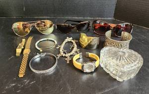 lot 613 image: Bracelets, Watches, Sunglasses, Jewelry Box, and More