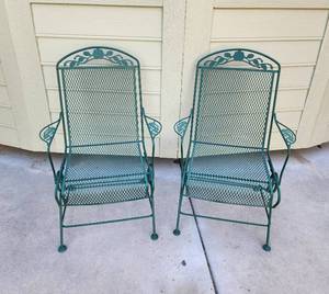 lot 804 image: (2) Metal Rocking Garden Chairs