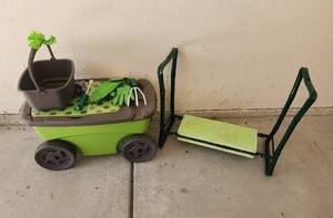 lot 816 image: New Garden Cart with Contents and Gardening Kneeling Bench