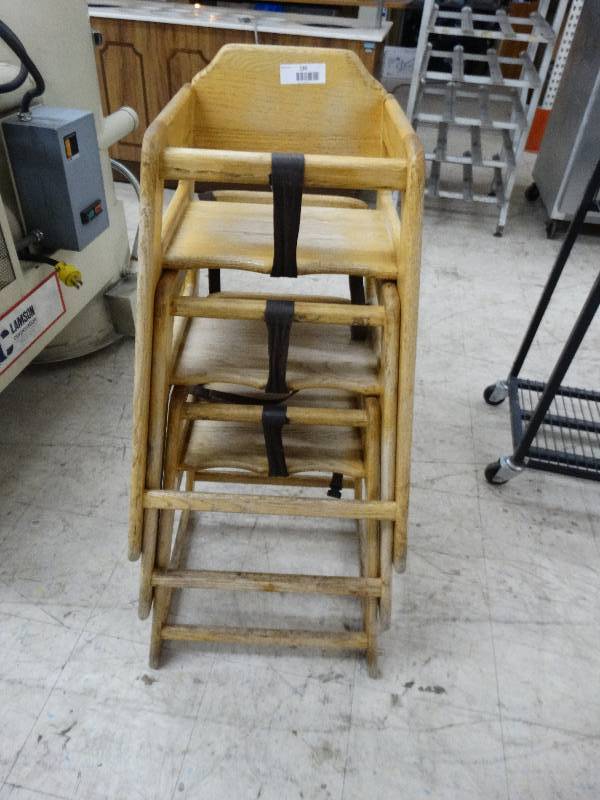 lot 130 image: 3 Wood High Chairs.