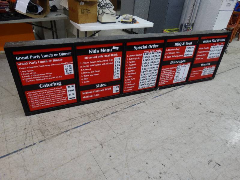 lot 140 image: Large Lighted Menu Board.