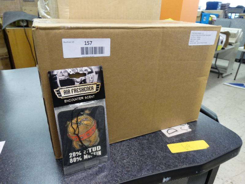 lot 157 image: Case Of 125 Stud Muffin Auto Air Freshener.