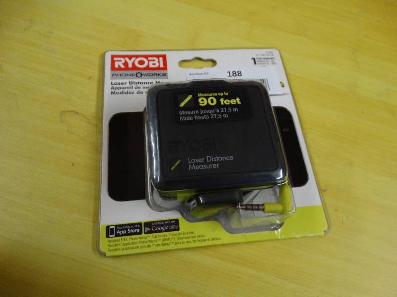 lot 188 image: Ryobi Phone Works Laser Distance Measure.