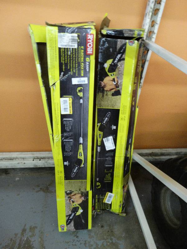 lot 196 image: 3 Ryobi Pole Saws.