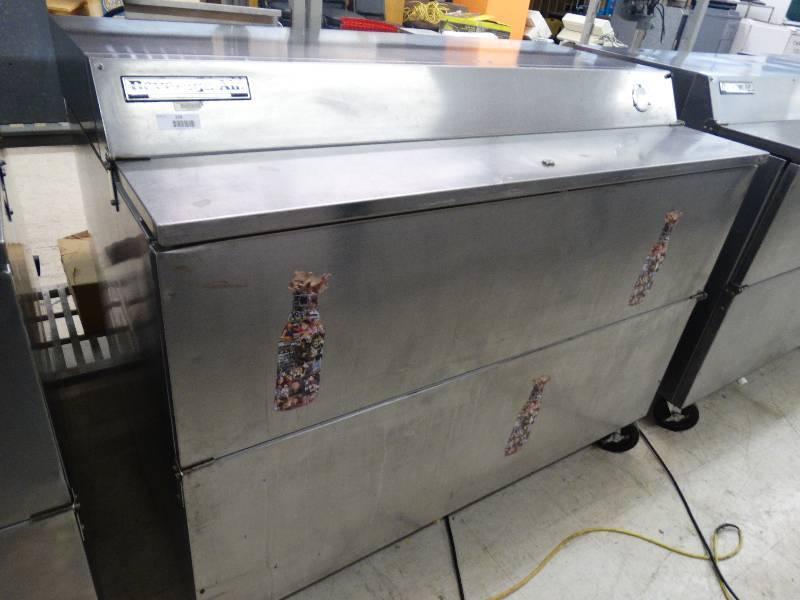 lot 220 image: Beverage -Air Model - SMF58 Stainless Steel Commercial Cooler Or Freezer On Wheels.