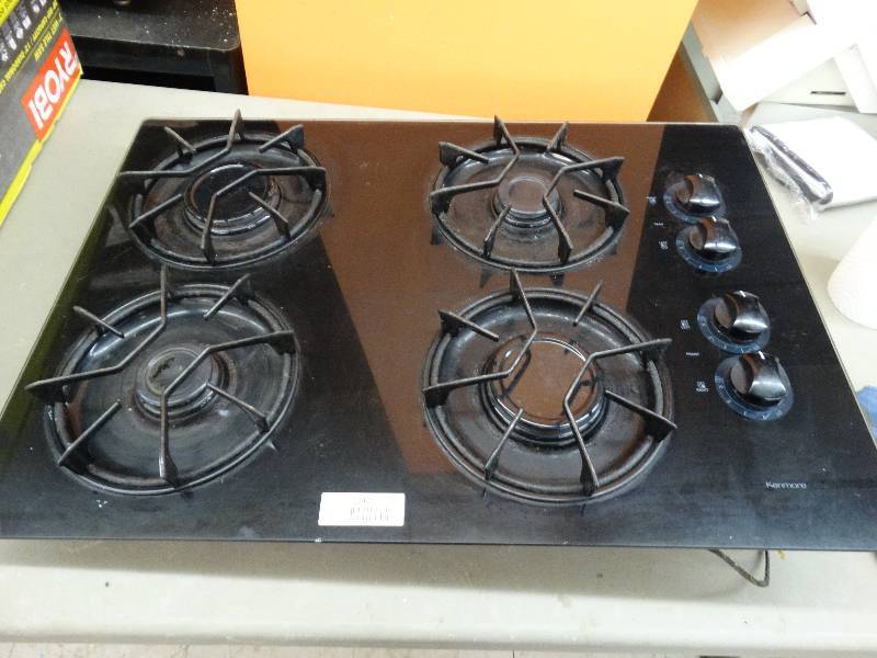 lot 242 image: Kenmore 4 Burner Gas Drop In Stove - Glass Top.