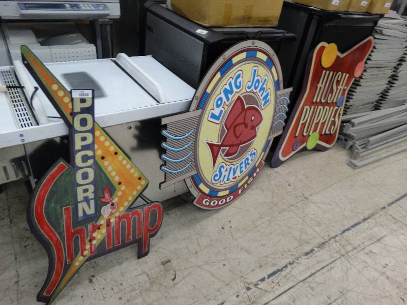 lot 245 image: Lot Of 4 Long John Silver Wall Signs.