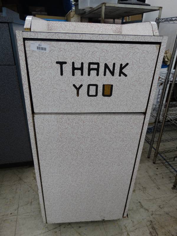 lot 257 image: Trash Cabinet On Wheels WTrash Can.