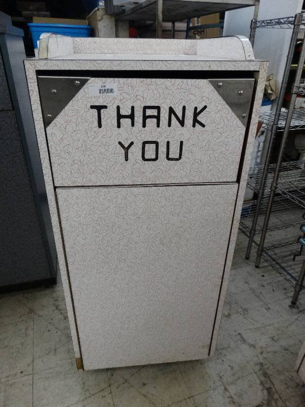 lot 258 image: Trash Cabinet On Wheels WTrash Can.