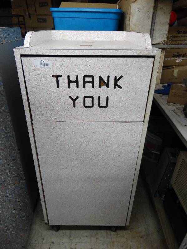 lot 259 image: Trash Cabinet On Wheels WTrash Can.