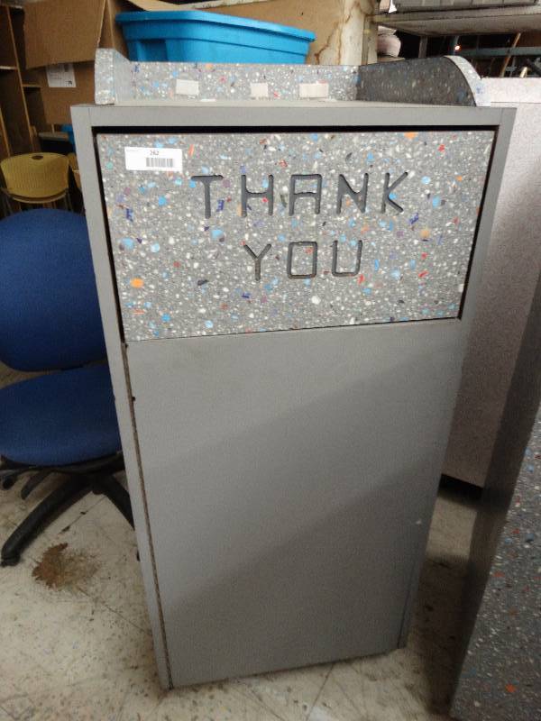 lot 262 image: Trash Cabinet On Wheels WTrash Can.