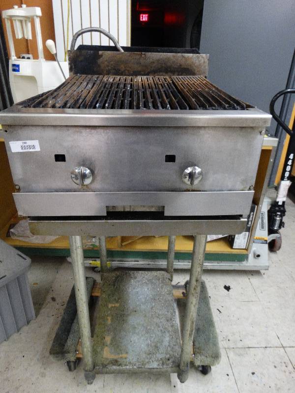 lot 280 image: Commercial 2 Burner Char Grill WStainless Steel Equipment Stand