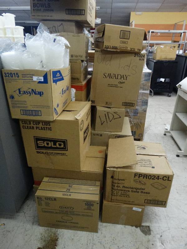 lot 289 image: Large Lot Of 19 Cases Of LidsBowlsMisc.