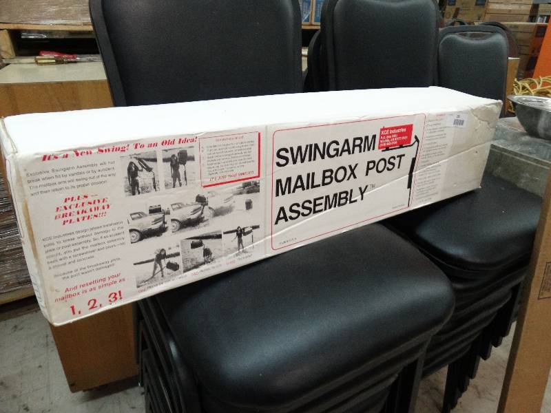 lot 297 image: Swing Arm Mailbox Post Assembly - New In Box - Retail For $100 At Store.