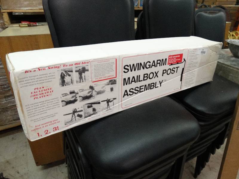 lot 300 image: Swing Arm Mailbox Post Assembly - New In Box - Retail For $100 At Store.