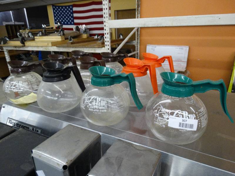 lot 307 image: 10 Glass Coffee Pots.