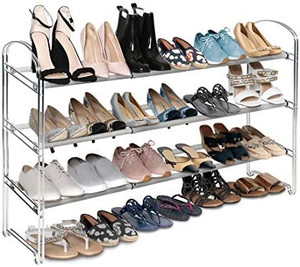 lot 22692 image: Seville Classics Freestanding Shoe Storage Rack Shelf, Chrome
