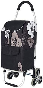 lot 22695 image: Totolot Folding Shopping Cart with Tri-Wheels with Removable Canvas Bag, Black