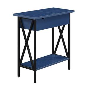 lot 22702 image: Convenience Concepts Tucson Flip Top End Table with Charging Station, Cobalt Blue and Black (Retails $95)