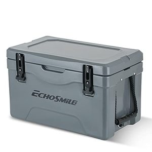 lot 22715 image: EchoSmile Rotomolded Portable Ice Chest Cooler with Durable Handles, Gray (30qt) (Retails $156) (See photos)