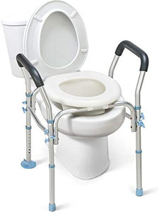 lot 22719 image: OasisSpace Stand Alone Heavy Duty Medical Raised Homecare Commode and Safety Frame (Retails $150)