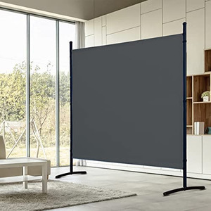 lot 22723 image: Grezone Single Large Panel Room Divider Privacy Screen, Grey (Retails $64)