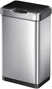 lot 22733 image: EKO Mirage-T Touchless Rectangular Motion Sensor Trash Can, Brushed Stainless Steel Finish (13.2 Gallon)
