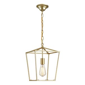 lot 22750 image: ANJIADENGSHI Lantern Pendant Light Lantern Iron Cage, Gold Plating (10 x 10 x 15) (Retails $53)