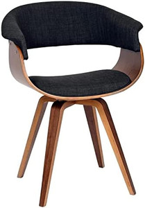 lot 22751 image: Armen Living Summer Chair, Charcoal Fabric and Walnut Wood Finish (31 x 25 x 22) (Retails $106)